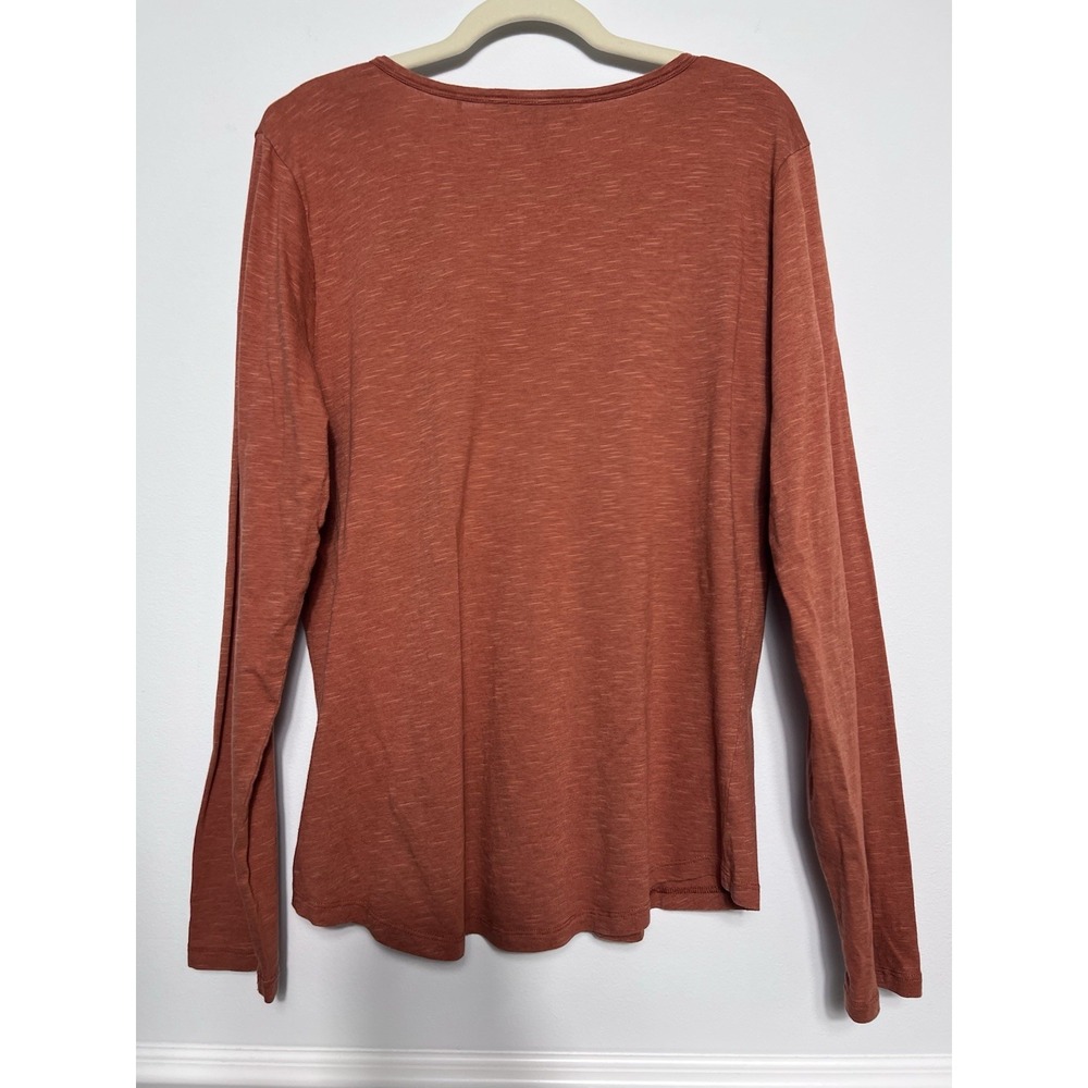 Toad&Co Marley II Tee Womens (L) COTTON TENCEL Rust V Neck -Long Sleeve -Granola - Picture 5 of 10